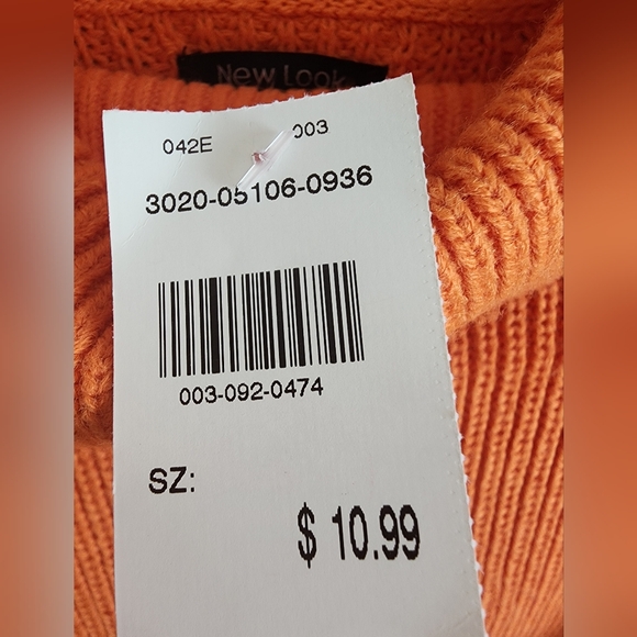 NWT- Women's New Look Orange Long Sleeve Cropped Sweater Size Extra Large - Picture 3 of 4